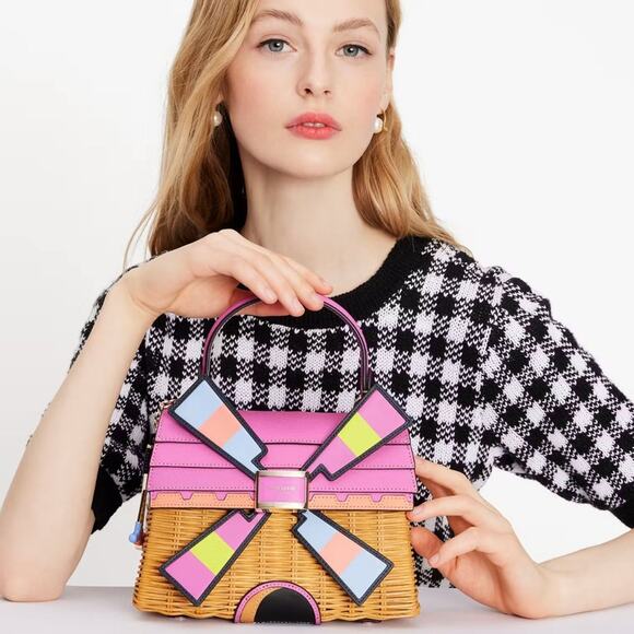 NWT💃Kate Spade Tee Time Wicker 3D Windmill Top-handle Bag - Picture 13 of 16